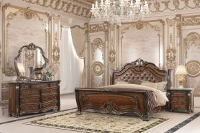 New Classic 00-2477-14N Bella Notte - 6/6 Eastern King 4 Piece Set (Padded Sleigh Bed, Dresser, Mirror, Nightstand) - Cherry