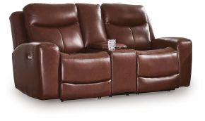 Signature Design by Ashley® PCU1210218 Next Move - Power Reclining Loveseat With Console / Adjustable Headrest - Mahogany