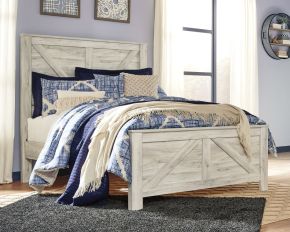 Signature Design by Ashley® B331/157/154/196 Bellaby - Queen Crossbuck Panel Bed - Whitewash