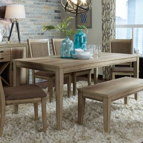 Liberty Furniture 439-DR-O6RLS Sun Valley - 6 Piece Rectangular Table Set (Upholstered Chairs) - Light Brown