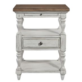 Liberty Furniture 652-BR62 Farmhouse Reimagined - 1 Drawer Nightstand - Antique White / Chestnut Tops
