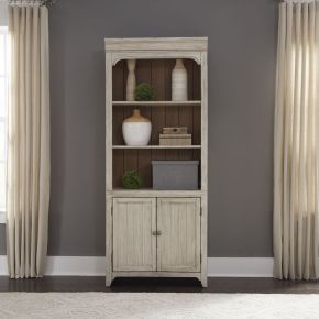 Liberty Furniture 652-HO201 Farmhouse Reimagined - Bookcase - Antique White / Chestnut Tops
