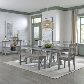 Liberty Furniture 131-CD-6TRS Newport - 6 Piece Trestle Table Set - Gray
