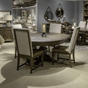 Liberty Furniture 297-DR-O5PDS Paradise Valley - 5 Piece Pedestal Table Set (Upholstered Side Chairs) - Dark Brown