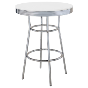 CoasterEveryday 2300 Retro - Round 1950's Bistro Pub Height Bar Table - White