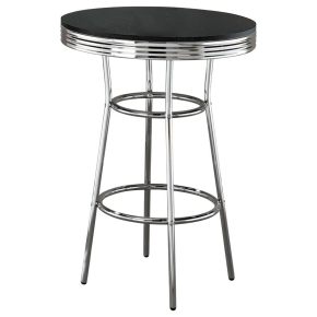 CoasterEveryday 2405 Retro - Round 1950's Bistro Pub Height Bar Table - Black