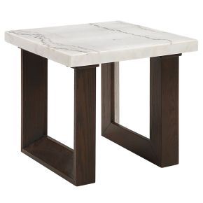 ACME LV03206 Edwyn - End Table With Marble Top - White Natural Marble Top & Brown