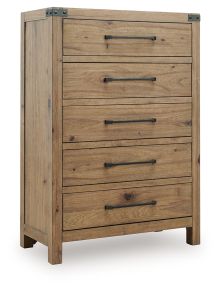 Benchcraft® B858-46 Ridgester - Five Drawer Chest - Light Brown