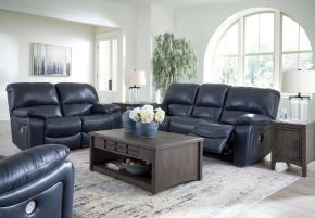 Ashley Furniture U43809/87/74/98 Leesworth - 3 Pc. - Power Reclining Sofa, Power Reclining Loveseat, Power Rocker Recliner - Ocean