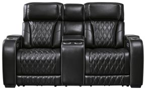 Signature Design by Ashley® U2710618 Boyington - Power Reclining Loveseat with Console/ Adj Headrest - Black