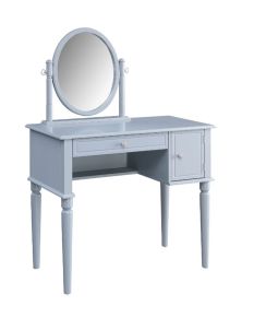 ACME 90610 Rabila - Vanity Desk - Cream Fabric & Gray Finish