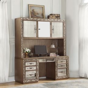 ACME 93790 Orianne - Executive Computer Desk With Hutch - Antique Gold