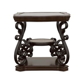 CoasterEssence 702447 Laney - 1-Shelf Glass Top Rectangular End Table - Deep Merlot
