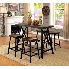 Furniture of America CM3415PT Lainey - Counter Height Table - Medium Weathered Oak / Black