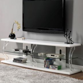 Furniture of America CM5901WH-TV-72 Ernst - 72" TV Stand - White / Clear