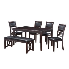 New Classic 40-1701E-D4CB New Classic 40-1701E-D4CB Gia - 6 Piece Dining Table & 4 Chairs & Bench - Ebony