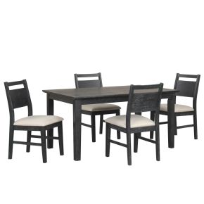 New Classic D4103-50S Sable Crest - 5 Piece Set (Rectangle Dining Table & 4 Chairs) - Black