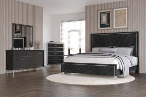 New Classic 00-B1891-34C Ava - 5/0 Queen 4 Piece Bedroom Set (Bed, Dresser, Mirror, Chest) - Black