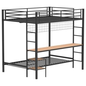 Coaster Fine Furniture 460209BLK Campus - Metal Full Over Twin Workstation Bunk Bed - Matte Black