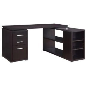 CoasterEveryday 800517 Yvette - 3-Drawer L-Shape Computer Desk - Cappuccino