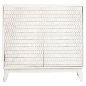 CoasterElevations 953401 Gambon - 2 Door Wood Honeycomb Pattern Accent Cabinet - White