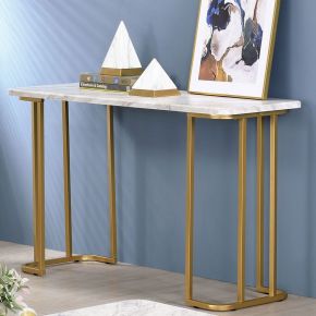 Furniture of America CM4564WH-S Calista - Sofa Table - Gold / White