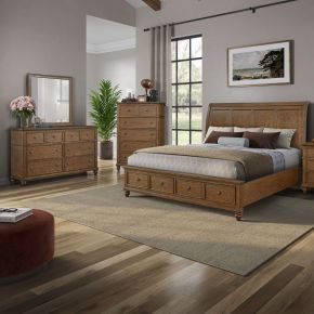 Liberty Furniture 104-BR-KSBDMC Twin Lakes - 4 Piece Bedroom Set (King Storage Bed, Dresser & Mirror, Chest) - Chestnut