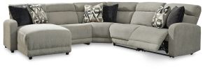 Signature Design by Ashley® 54405S11 Colleyville - Stone - 5-Piece Power Reclining Sectional With Laf Press Back Power Chaise