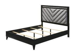 ACME 27407EK Chelsie - Eastern King Bed - Gray Fabric & Black Finish