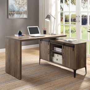 ACME OF00006 Zakwani - 31" Writing Desk - Rustic Oak & Black