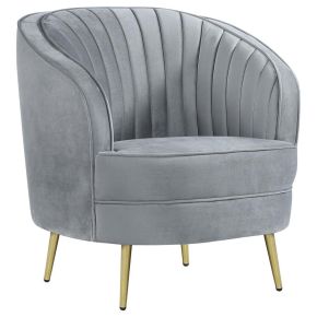 CoasterEssence 506866 Sophia - Upholstered Channel Tufted Barrel Accent Chair - Gray