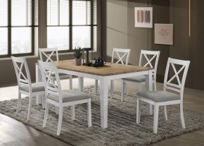 Coaster Fine Furniture 122241-S7 Hollis - 7 Piece Rectangular Dining Table Set - Brown And White