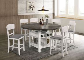Furniture of America CM3733WG-RPT-TABLE Stacie - Counter Height Round Dining Table - White / Gray