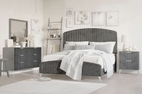 New Classic 00-4378G-24N Kailani - 6/0 Western King 4 Piece Bedroom Set (Bed, Dresser, Mirror, Nightstand) - Gray