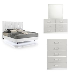 New Classic 00-1840-24C Europa - 6/0 Western King 4 Piece Bedroom Set (Bed & Dresser & Mirror & Chest) - White