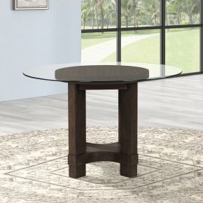 New Classic 40-4212-G Cityscape - 52" Glass Round Table Top & Base - Dark Brown