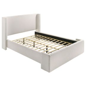 Coaster Fine Furniture 310078Q Alamosa - Boucle Upholstered Queen Wingback Bed - White