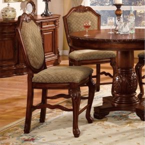 ACME 04084 Chateau De Ville - Counter Height Chair (Set of 2) - Fabric & Cherry Finish
