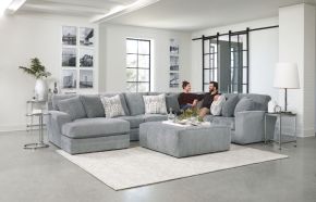 Jackson 2477/30/72/75/28-28 Jackson 2477/30/72/75/28-28 Glacier - 3 Piece Sectional With LSF Chaise, Comfort Coil Seating, 9 Included Accent Pillows And Cocktail Ottoman - Shark
