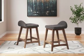 Signature Design by Ashley® D615-224 Lyncott - Charcoal / Brown - Upholstered Barstool (Set of 2)