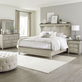 Liberty Furniture 457-BR-QMTDMN Ivy Hollow - 4 Piece Bedroom Set (Queen Mantle Bed, Dresser & Mirror, Nightstand) - White