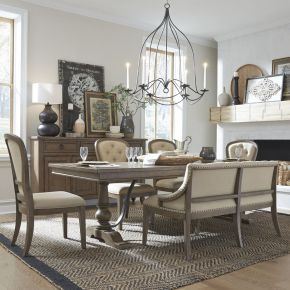 Liberty Furniture 615-DR-O6TRS Liberty Furniture 615-DR-O6TRS Americana Farmhouse - 6 Piece Trestle Table Set (Removable Leaf) - Dusty Taupe