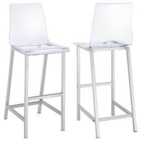 CoasterEssence 100295 Juelia - Bar Stools (Set of 2) - Chrome And Clear Acrylic