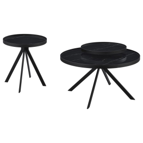 Coaster Fine Furniture 706268-S2 Briggs - 2 Piece Round Coffee And End Table Set - Black