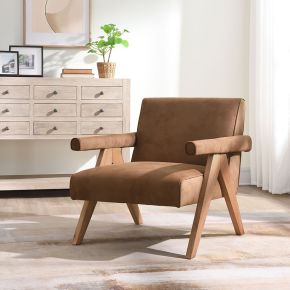 ACME AC03801 Zoey - Accent Chair - Chocolate Suede & Oak