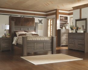 Signature Design by Ashley® B251/31/36/64/67/98/92(2) Juararo - 7 Pc. - Dresser, Mirror, Queen Poster Bed, 2 Nightstands - Dark Brown