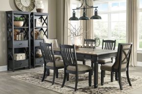 Signature Design by Ashley® D736/25/01(4)/02(2)/76(2) Tyler Creek - 9 Pc. - Dining Room Table, 4 Side Chairs, 2 Upholstered Side Chairs, 2 Cabinets - Dark Gray