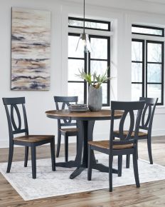 Signature Design by Ashley® D502/15/01(2) Landocken - Brown / Blue - 5 Pc. - Round Dining Table, 4 Side Chairs