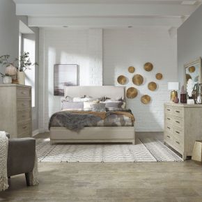 Liberty Furniture 902-BR-CKUBDMC Liberty Furniture 902-BR-CKUBDMC Belmar - 4 Piece Bedroom Set (California King Upholstered Bed, Dresser & Mirror, Chest) - Washed Taupe