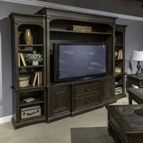 Liberty Furniture 297-ENT-ECP Paradise Valley - Entertainment Center with Piers - Dark Brown